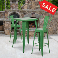 Flash Furniture CH-31330B-2-30GB-GN-GG Metal Bar Table Set in Green